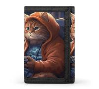 Eekstdbn Portefeuille à trois volets pour cartes et argent, mini sac à monnaie fin et élégant avec poche zippée pour pièces de monnaie pour homme et femme