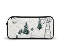 Eekstdbn Remontée mécanique avec sapin - Trousse à crayons - Organiseur de papeterie de bureau - Simple et robuste - Fermeture éclair - Portable - Sac multifonction pour le bureau et les voyages