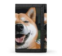 Eekstdbn Shiba Inu Portefeuille à trois volets, porte-cartes et porte-monnaie fin et élégant avec fermeture éclair pour homme et femme