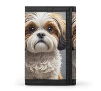 Eekstdbn Shih Tzu Portefeuille à trois volets, porte-cartes et porte-monnaie fin et élégant avec fermeture éclair pour homme et femme