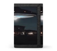 Eekstdbn Spacecraft at Night Portefeuille à trois volets, porte-cartes et porte-monnaie fin et élégant avec poche zippée pour pièces de monnaie pour homme et femme