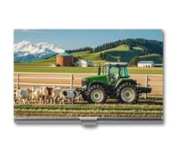 Eekstdbn Tractor Milk Farm Étui pour cartes de visite pour homme ou femme avec boutons-pression