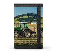 Eekstdbn Tractor Milk Farm Portefeuille à trois volets, porte-cartes et porte-monnaie fin et élégant avec poche zippée pour pièces de monnaie pour homme et femme