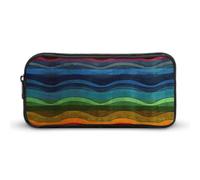 Eekstdbn Trousse à crayons arc-en-ciel - Organiseur de papeterie de bureau simple et robuste - Fermeture éclair - Portable - Sac multifonction pour le bureau et les voyages