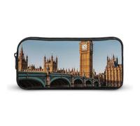 Eekstdbn Trousse à crayons Big Ben et maisons du Parlement Riverside - Organiseur de papeterie de bureau simple et robuste - Fermeture éclair - Portable - Sac à crayons multifonction