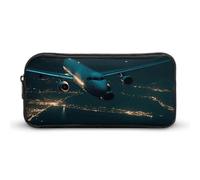 Eekstdbn Trousse à crayons en avion volant la nuit - Organiseur de papeterie de bureau simple et robuste - Fermeture éclair - Portable - Sac multifonction pour le bureau et les voyages