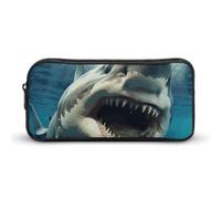 Eekstdbn Trousse à crayons en forme de bouche de requin - Organiseur de papeterie de bureau simple et robuste - Fermeture éclair - Portable - Sac multifonction pour le bureau