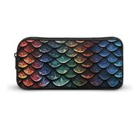 Eekstdbn Trousse à crayons en forme d'écailles de dragon - Organiseur de papeterie de bureau simple et robuste - Fermeture éclair - Portable - Sac multifonction pour le bureau