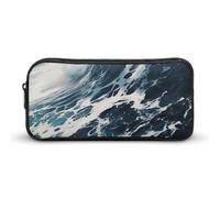 Eekstdbn Trousse à crayons en mousse avec motif vague de plage - Organiseur de papeterie de bureau simple et robuste - Fermeture éclair - Portable - Sac multifonction pour le bureau et