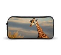 Eekstdbn Trousse à crayons girafe animaux d'Afrique - Organiseur de papeterie de bureau simple et robuste - Fermeture éclair - Portable - Sac multifonction pour le bureau et les voyages