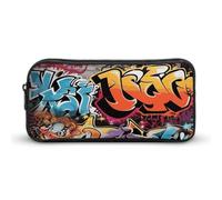 Eekstdbn Trousse à crayons graffiti Hip Hop - Organisateur de papeterie de bureau simple et robuste - Fermeture éclair - Portable - Sac à crayons portable - Sac multifonction pour le bureau et les