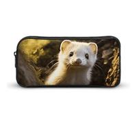 Eekstdbn Trousse à crayons mignonne en forme de belette - Organiseur de papeterie de bureau - Simple et robuste - Fermeture éclair - Portable - Sac multifonction pour le bureau et les voyages