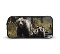 Eekstdbn Trousse à crayons Mother Bear And Her - Organiseur de papeterie de bureau simple et robuste - Fermeture éclair - Portable - Sac à crayons multifonction pour le bureau et les voyages