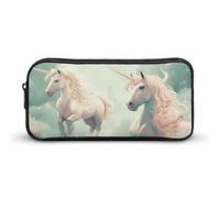 Eekstdbn Trousse à crayons motif licornes - Organiseur de papeterie de bureau simple et robuste - Fermeture éclair - Portable - Sac multifonction pour le bureau et les voyages