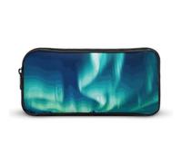 Eekstdbn Trousse à crayons Northern Lights - Organiseur de papeterie de bureau simple et robuste - Fermeture éclair - Portable - Sac multifonction pour le bureau et les voyages