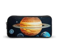 Eekstdbn Trousse à crayons phosphorescente avec système solaire planète - Organiseur de papeterie de bureau simple et robuste - Fermeture éclair - Portable - Sac multifonction pour le bureau et les