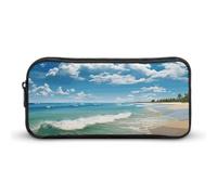 Eekstdbn Trousse à crayons Sandy Beach - Organiseur de papeterie de bureau - Simple et robuste - Fermeture éclair - Portable - Sac à crayons multifonction pour le bureau et les voyages
