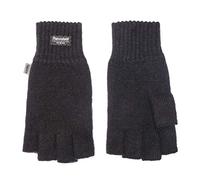 EEM gants femme demi-doigts, laine douce, doublure thermique Thinsulate, demi-doigts, noir L/XL