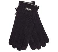 EEM gants tricotés pour homme, laine douce, doublure thermique Thinsulate, patch en daim, ourlet avec passepoil, noir S/M