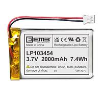 EEMB Batterie 3.7V 2000mAh 103454 Lipo Batterie Rechargeable Lithium-ION polymère Batterie avec connecteur JST