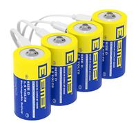 EEMB D Batterie 1.5V Rechargeable D Batterie 5550mWh Rechargeable au Lithium D Batterie USB Type C Câble de Charge LR20 Lampe de Poche Batterie de Remplacement - Pack de 4