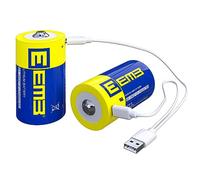 EEMB D Batterie Rechargeable 1.5V 5550mWh Lithium Batterie USB Type C Câble de Charge LR20 Lampe de Poche Batterie de Remplacement - Pack de 2