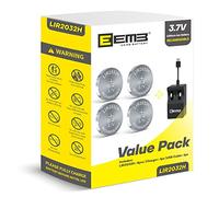 EEMB LIR2032H Chargeur de Batterie Rechargeable avec 4 Piles Bouton Lithium-ION 3,7 V 70 mAh pouvant remplacer ML2032 Montre Porte-clés à Distance de