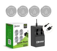 EEMB LIR2450 Chargeur de Batterie Rechargeable avec 4 Piles Bouton Lithium-ION 3,7 V 120 mAh pour Montre Porte-clés à Distance de Voiture
