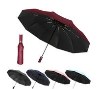 EEPLUYTY Grand parapluie pliant automatique, parapluie pliant robuste coupe-vent et anti-vandalisme, parapluie pliant compact à ouverture et fermeture automatiques, facile à transporter(rouge)