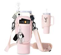 EEPLUYTY Sac pour Coupe Stanley De 1,2 l/40 Oz, Stanley Cup Sac d'Accessoires, Porte-Clés, Mousqueton Et Bandoulière Réglable (Modern, Rose)