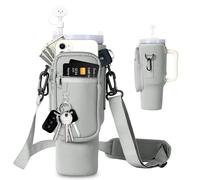 EEPLUYTY Sac pour Coupe Stanley De 1,2 l/40 Oz, Stanley Cup Sac d'Accessoires, Porte-Clés, Mousqueton Et Bandoulière Réglable (Modern, Gris argenté)