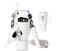 EEPLUYTY Sac pour Coupe Stanley De 1,2 l/40 Oz, Stanley Cup Sac d'Accessoires, Porte-Clés, Mousqueton Et Bandoulière Réglable (Modern, Blanc)