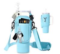 EEPLUYTY Sac pour Coupe Stanley De 1,2 l/40 Oz, Stanley Cup Sac d'Accessoires, Porte-Clés, Mousqueton Et Bandoulière Réglable (Modern, Bleu Ciel)