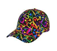 eeprty Casquette de baseball imprimée arc-en-ciel Gay Pride, casquette polyvalente unisexe avec fermeture réglable, idéale pour le sport, les voyages, casquette à visière, Noir , Taille unique