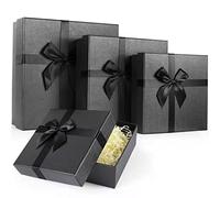 Eerbaier Boîtes cadeaux avec couvercles, 4 boîtes pour cadeau, boîtes cadeaux de luxe pour cadeaux, les anniversaires, les mariages, etc. (Noir)