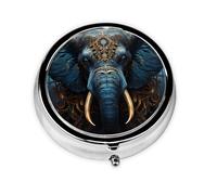Eerie Boîte à pilules ronde Motif éléphant portable Idéal pour les voyages
