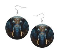 Eerie Boucles d'oreilles créoles en cuir imprimé éléphant pour femme - Boucles d'oreilles créoles colorées, accessoire parfait pour les fêtes costumées, taille unique, cuir, pas de pierre précieuse