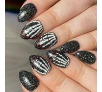 Eerie Framework Finger Persist Hoofs Halloween Frauduleux Plan ellipsoïdal Court Application Facile Substance ABS pour Costume Incidents Quotidiens Halloween Unguis Art pour femme