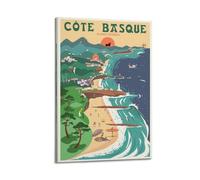 EERS Poster de voyage vintage Côte Basque - Espagne - Impression sur toile murale moderne pour chambre à coucher - 40 x 60 cm