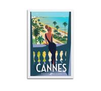 EERS Poster de voyage vintage de Cannes - Côte d'Azur française - Affiches murales décoratives sur toile et image d'art moderne pour chambre à coucher (40 x 60 cm)