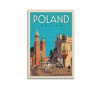 EERS Poster de voyage vintage de Cracovie, Pologne, poster décoratif sur toile, affiches murales et image d'art moderne pour chambre à coucher (30 x 45 cm)