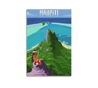 EERS Poster de voyage vintage de l'île Maupiti - Polynésie française - Poster décoratif sur toile - Affiches murales et images d'art modernes pour chambre à coucher - 50 x 75 cm
