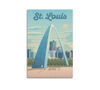 EERS Poster de voyage vintage de St Louis Usa - Impression sur toile - Décoration murale moderne pour chambre à coucher - 30 x 45 cm