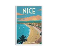 EERS Poster de voyage vintage Nice Côte d'Azur - Impression sur toile murale moderne pour chambre à coucher - 40 x 60 cm