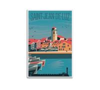 EERS Poster de voyage vintage Saint-Jean-de-Luz - France - Poster décoratif sur toile - Affiches murales et art imprimé moderne pour chambre à coucher - 30 x 45 cm