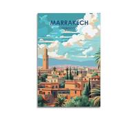 EERS Poster vintage de ville de Marrakech, Marrakech, Marroc - Impression sur toile murale et image d'art moderne pour chambre à coucher - 30 x 45 cm