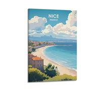 EERS Poster vintage de ville de Nice France - Impression sur toile - Décoration murale moderne pour chambre à coucher - 40 x 60 cm