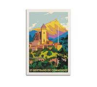 EERS Poster vintage de ville de St-BERTRAND DE COMMINGES - Impression sur toile murale moderne pour chambre à coucher (60 x 90 cm)