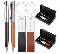 Eersida Lot de 2 stylos à bille Man of God et porte-clés en similicuir pour cadeau chrétien, pasteur, père