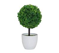 EESLL Lot de 2 buis artificiel en pot de 10,2 cm de haut, boules artificielles en pot dans un pot blanc, fausses plantes en pot pour décoration d'intérieur